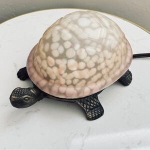 Vintage Turtle Shaped Table Lamp with Textured Glass Shell